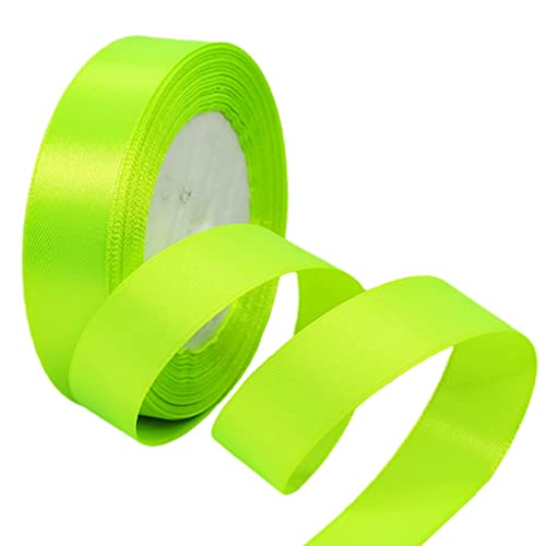 22m Satinband Geschenkband Fluoreszierendes Grün 25mm Breit,Seidenband Grün Schleifenband Satin Dekoband Geschenkverpackung Deko Band Stoffband für Halloween Weihnachten Hochzeit Taufe Geburtstag DIY von HONGCI