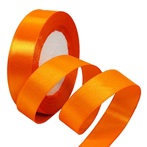 22m Satinband Geschenkband Orange 25mm Breit,Seidenband Orange Dick Schleifenband Satin Dekoband Geschenkverpackung Deko Band Stoffband für Halloween Weihnachten Hochzeit Taufe Geburtstag DIY-Handwerk von HONGCI