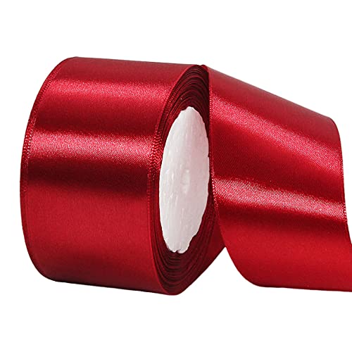 22m Satinband Geschenkband Weinrot 50mm Breit,Auto Seidenband Dick Schleifenband Satin Dekoband Geschenkverpackung Deko Band Stoffband für Halloween Weihnachten Hochzeit Taufe Geburtstag DIY von HONGCI
