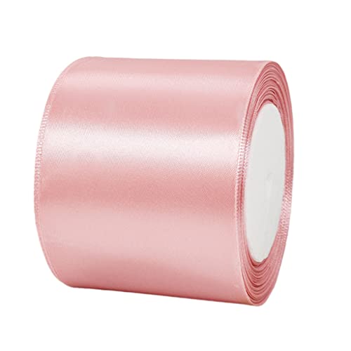 22m Satinband Geschenkband Bohne Rosa 75mm Breit,Auto Seidenband Rosa Dick Schleifenband Satin Dekoband Geschenkverpackung Deko Band Stoffband für Halloween Weihnachten Hochzeit Taufe Geburtstag DIY von HONGCI