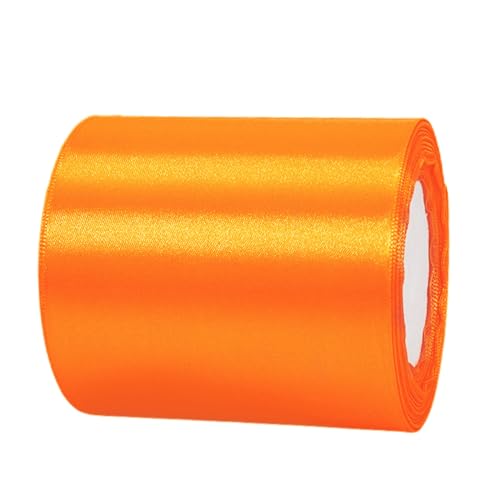 22 mm 22m Satinband Geschenkband Orange 100mm Breit,Auto Seidenband Orange Dick Schleifenband Satin Dekoband Geschenkverpackung Deko Band Stoffband für Halloween Weihnachten Hochzeit Geburtstag DIY von HONGCI