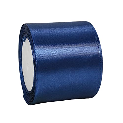 22m Satinband Geschenkband Dunkel Blau 75mm Breit,Auto Seidenband Dick Schleifenband Satin Dekoband Geschenkverpackung Deko Band Stoffband für Halloween Weihnachten Hochzeit Taufe Geburtstag DIY von HONGCI