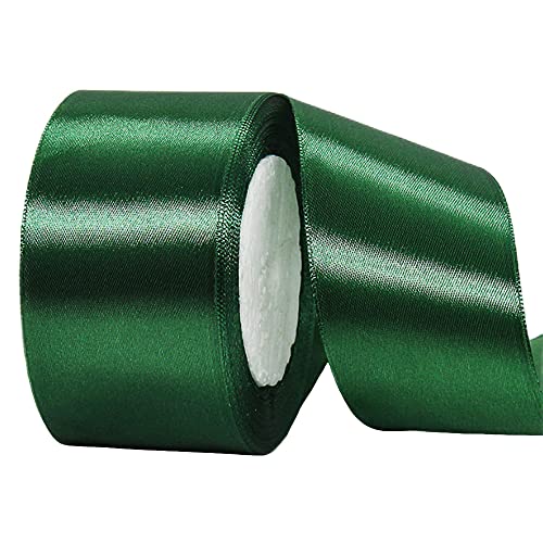 22m Satinband Geschenkband Dunkel Grün 50mm Breit,Auto Seidenband Dick Schleifenband Satin Dekoband Geschenkverpackung Deko Band Stoffband für Halloween Weihnachten Hochzeit Taufe Geburtstag DIY von HONGCI