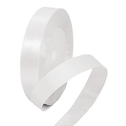 22m Satinband Geschenkband Weiß 15mm Breit,Seidenband Weiß Dick Schleifenband Satin Dekoband Geschenkverpackung Deko Band Stoffband für Halloween Weihnachten Hochzeit Taufe Geburtstag DIY-Handwerk von HONGCI