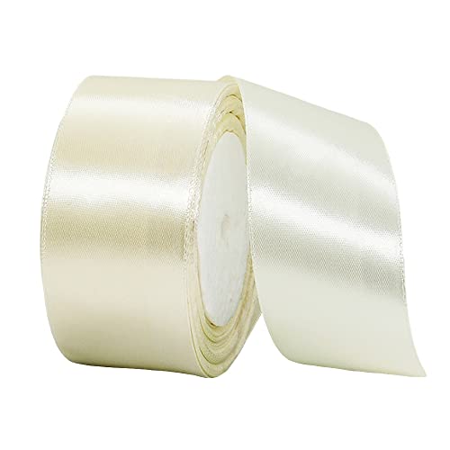 22m Satinband Geschenkband Beige 40mm Breit,Auto Seidenband Beige Dick Schleifenband Satin Dekoband Geschenkverpackung Deko Band Stoffband für Halloween Weihnachten Hochzeit Taufe Geburtstag DIY von HONGCI