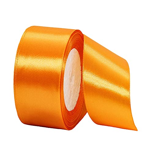 22m Satinband Geschenkband Orange 40mm Breit,Auto Seidenband Orange Dick Schleifenband Satin Dekoband Geschenkverpackung Deko Band Stoffband für Halloween Weihnachten Hochzeit Taufe Geburtstag DIY von HONGCI