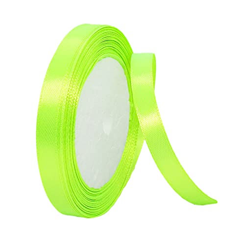 22m Satinband Geschenkband Fluoreszierendes Grün 10mm Breit,Seidenband Grün Schleifenband Satin Dekoband Geschenkverpackung Deko Band Stoffband für Halloween Weihnachten Hochzeit Taufe Geburtstag DIY von HONGCI