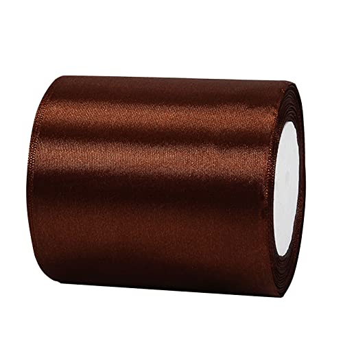 20 mm 22m Satinband Geschenkband Kaffee 100mm Breit,Auto Seidenband Kaffee Dick Schleifenband Satin Dekoband Geschenkverpackung Deko Band Stoffband für Halloween Weihnachten Hochzeit Geburtstag DIY von HONGCI