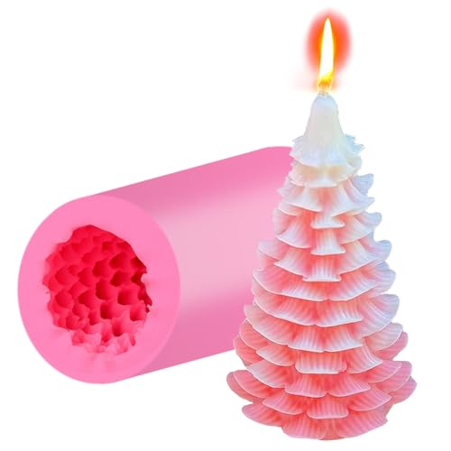 3D Weihnachtsbaum Kerzenform, Weihnachten Kerzenform Zum Gießen, 3D Kerze Silikonform, Kerzengießform Silikon Kerze Formen, Christmas Party Mold Zubehör, für DIY Weihnachtskuchen Schokolade von HONGECB