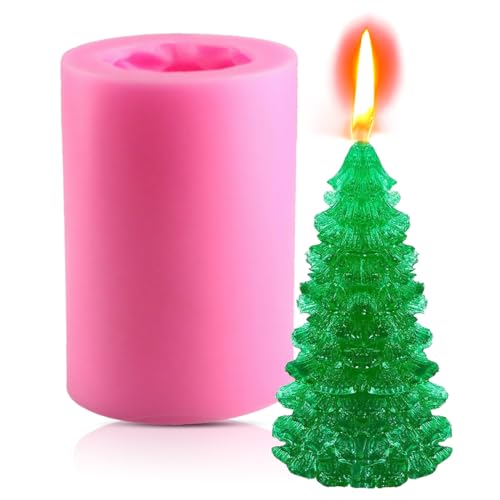 HONGECB 3D Weihnachtsbaum Silikonform, Silikon Weihnachtsbaum Form, Weihnachten Kerzengießform, 3D-Kerzenform Tannenzapfen, Weihnachtsbaum, Santa Claus Seifensilikonform, für SeifeKerze, Duftkerze. von HONGECB