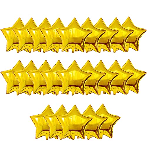 SUNCHE 18 Zoll Folienballons Luftballons Stern, Stern Folienballon, Sternluftballons Heliumballon, Sterne Mylar Luftballons, für Geburtstag Hochzeit Feier Valentinstag Weihnachtsfeier, 25 Stück, Gold von HONGECB
