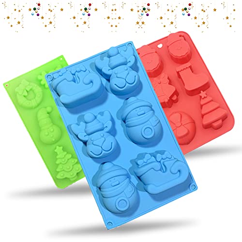 SUNCHE Weihnachten Silikonformen, 3D Silikon Seifenformen, DIY Silikonform Werkzeuge, 6-Cavity Weihnachts Fondant Formen - mit Form von Schneemann Rentier Schlitten, für Kuchen Backen, 3 Stück SUNCHE Weihnachten Silikonformen, 3D Silikon Seifenformen, DIY Silikonform Werkzeuge, 6-Cavity Weihnachts Fondant Formen - mit Form von Schneemann Rentier Schlitten, für Kuchen Backen, 3 Stück von HONGECB