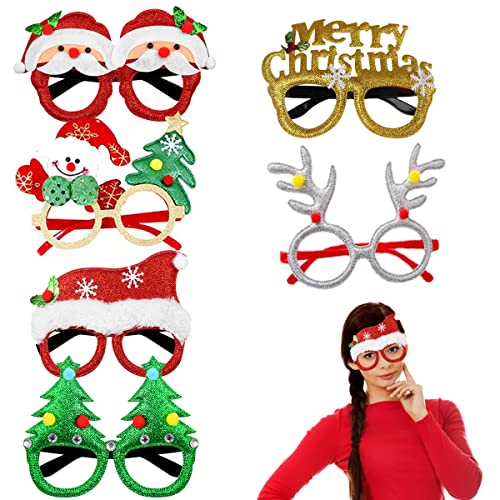 Weihnachtsbaum Brillenrahmen, Weihnachten Brille Rahmen, Weihnachtsbaum Brille, Kreative Lustige Partybrille Weihnachtenbrillen, Weihnachtskostüm Party Favor für Kinder und Erwachsene, 6 Stück von HONGECB