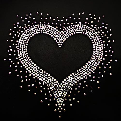 1 Stück Eisen Auf Herz Strass Applikation Transfer DIY Herz T-Shirt Gesicht Transfer Aufkleber Glitzer Kristall Muster Dekoration (AB-Farbe) von HONGLIHAI