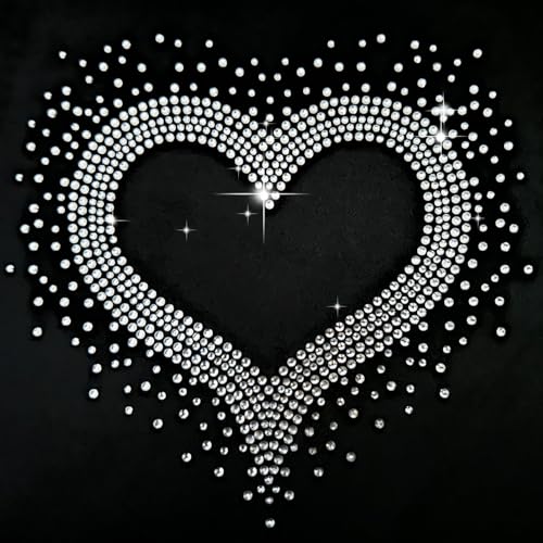 1 Stück Eisen Auf Herz Strass Applikation Transfer DIY Herz T-Shirt Gesicht Transfer Aufkleber Glitzer Kristall Muster Dekoration (Weiß) von HONGLIHAI