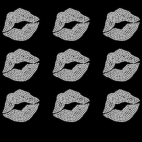 9 Stück Lippen Kristall Strass Bügelapplikation Transfer DIY Lippen T-Shirt Gesichtsmaske Tasche Transfer Aufkleber Glitzer Strass Muster Dekoration (Weiß) von HONGLIHAI