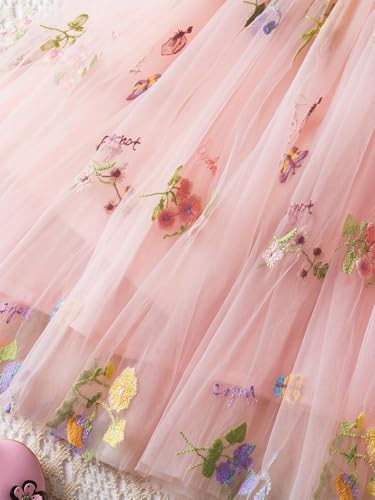Eleganter Weißer Spitzenstoff mit Buntem Blumenstickerei, 35x51in - Weicher Tüll für DIY-Kleider & Hochzeitskleider, Nur Handwäsche (Rosa, 1 Yard (90 x 130 cm)) von HONGLIHAI