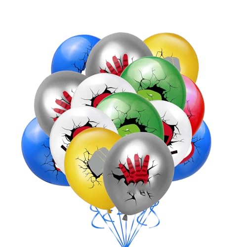 30 Stück Superhelden-Geburtstagsparty-Ballons, Dekoration, 30,5 cm, Latex-Luftballons, rot, blau, schwarz, für Kinder, Jungen, Motto-Party, Partyzubehör von HONGP