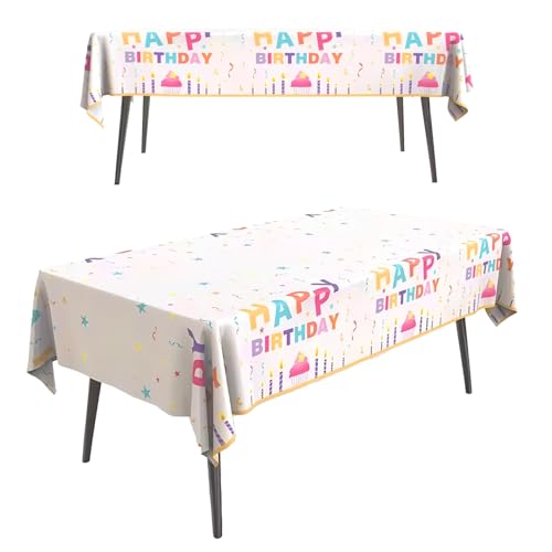 Geburtstagsparty-Tischdecke, 137,2 x 182,9 cm, Happy Birthday-Party-Tischdecke für Jungen und Mädchen, weiß, Kunststoff, Konfetti, Einweg-Tischdecke für Kinder, Baby-Geburtstag, Geburtstagsparty-Tischdecke, 137,2 x 182,9 cm, Happy Birthday-Party-Tischdecke für Jungen und Mädchen, weiß, Kunststoff, Konfetti, Einweg-Tischdecke für Kinder, Baby-Geburtstag, von HONGP
