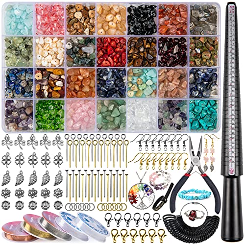 HONGTEYA Schmuck Selber Machen Set, 28 Farben Natürlicher Edelsteine Set, Ringe Selber Machen Set mit 1630 Kristall-Edelstein-Perlen, für Ringe, Ohrringe und Schmuckherstellung HONGTEYA Schmuck Selber Machen Set, 28 Farben Natürlicher Edelsteine Set, Ringe Selber Machen Set mit 1630 Kristall-Edelstein-Perlen, für Ringe, Ohrringe und Schmuckherstellung von HONGTEYA