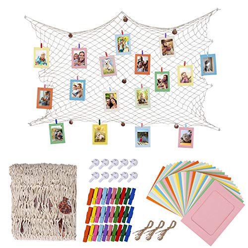 HONGXIN-SHOP Bilderrahmen aus Papier, Basteln, Album, mit Clips aus Holz und Jute, Fischernetz, für Wand, Dekoration, 30 Stück, 10 Farben HONGXIN-SHOP Bilderrahmen aus Papier, Basteln, Album, mit Clips aus Holz und Jute, Fischernetz, für Wand, Dekoration, 30 Stück, 10 Farben von HONGXIN-SHOP