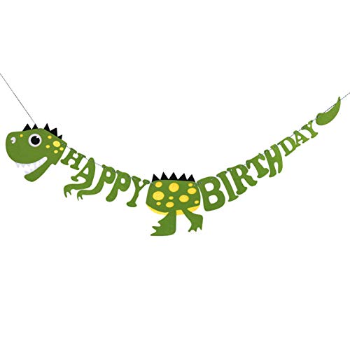HONGXIN-SHOP Partybanner Happy Birthday Banner Filz Dinosaurier Bunting für Kinder Geburtstag Party Dino Thema von HONGXIN-SHOP