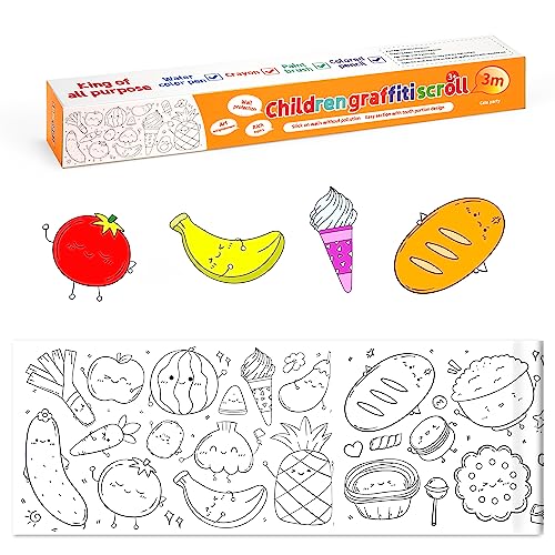 HONGXIN-SHOP Malrolle für Kinder Selbstklebend Ausmalen Zeichenrolle für Kinder Weiße Papierrolle Malpapierrolle Graffiti Schriftrolle für Jungen Mädchen 30 x 300 cm (Cate-Party) von HONGXIN-SHOP