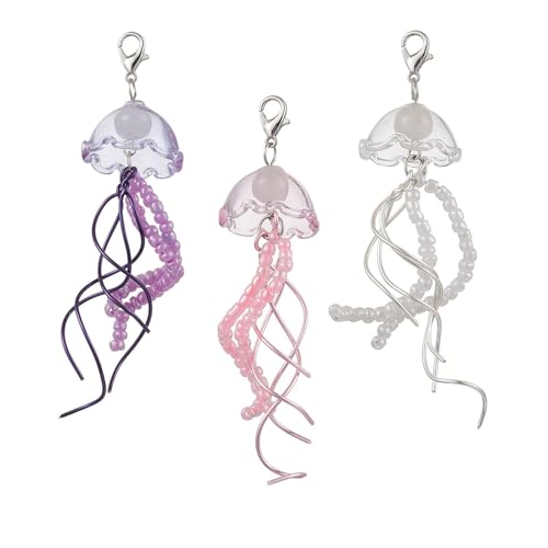 HONGXINHAO 3 Stück handgefertigte stabile Glasperlen Quallen Windspiele Schlüsselanhänger Ornament Zubehör für einzigartige und künstlerische Stile HONGXINHAO 3 Stück handgefertigte stabile Glasperlen Quallen Windspiele Schlüsselanhänger Ornament Zubehör für einzigartige und künstlerische Stile von HONGXINHAO