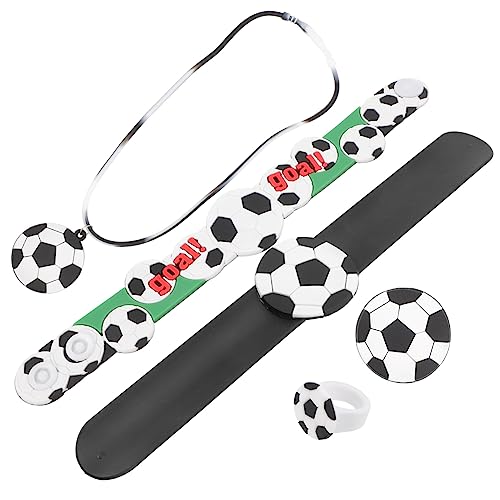 HONITANO 1 Satz Fußball-party- Für Jungs Halskette Sportlich Einhandzwinge Diy Slap-armband Ring Für Die Party Ring Brosche Für Party Dekorationsring Pvc von HONITANO