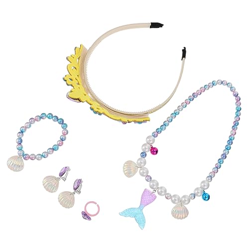 HONITANO 1 Satz Stirnband-Set Meerjungfrau Anhänger Kinderschmuck Anhänger-Armband-Halskette bunter Perlenschmuck -Armband-Hals- Ohrclips Armbänder Acryl Colorful HONITANO 1 Satz Stirnband-Set Meerjungfrau Anhänger Kinderschmuck Anhänger-Armband-Halskette bunter Perlenschmuck -Armband-Hals- Ohrclips Armbänder Acryl Colorful von HONITANO