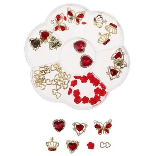 HONITANO 1 Schachtel Strahlende Herz-nagelrhinestones aus Langlebiger Legierung Funkelnde Nail Charms für DIY Maniküre Schmuckdesign Valentinstag und Hochzeitsnägel Vielseitig für von HONITANO