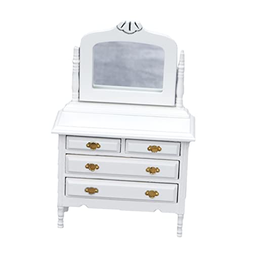 HONITANO 1 Stück Kommode Modell holzmöbel puppenstubenmöbel Dollhouse Furniture Möblierung Bausätze Träger Miniaturen minikühlschrank Miniatur Schminktisch Mini-Dekoration hölzern Weiß von HONITANO