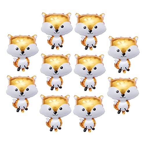 HONITANO 10 Stück Fuchs Ballon hängend Vorabend Geburtstag Tiere Und ballonie kidsballonie Fox Luftballons Dekoration mit Tierballons Füchse Partyballons Aluminiumfolie Brown von HONITANO