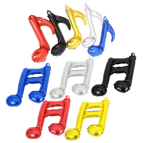 HONITANO 10 Stück Musikalische Folienballons Teiliges Metallische Musiknoten Luftballons in Gold Silber Rot Schwarz Dunkelblau für Musikthemen Partys Shower Hochzeit Wiederverwendbar von HONITANO