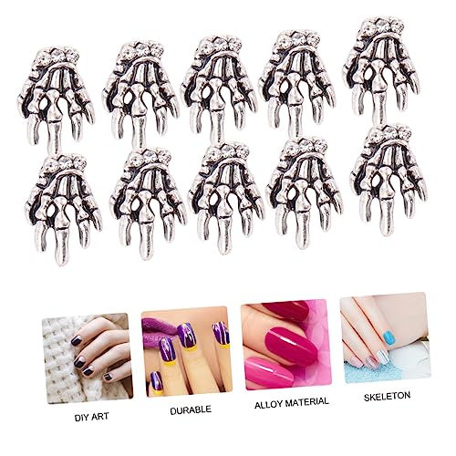 HONITANO 10 Stück Teiliges Alloy Skeleton Hand Nageldesign Diy Maniküre Dekorationen Selbstklebende Nagelsticker für Halloween Party Einfache Anwendung Naturnägeln und Kunstnägeln HONITANO 10 Stück Teiliges Alloy Skeleton Hand Nageldesign Diy Maniküre Dekorationen Selbstklebende Nagelsticker für Halloween Party Einfache Anwendung Naturnägeln und Kunstnägeln von HONITANO