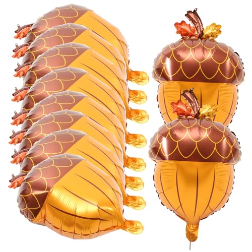 HONITANO 10 Stück Teiliges Folienballons Tannenzapfen Aluminium Herbst Party Dekoration Thanksgiving Luftballons Festliche Farben für Erntedankfest Wohnzimmer und Partyraum von HONITANO
