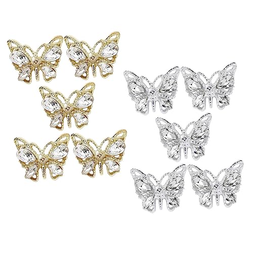 HONITANO 10 Stück Teiliges Nail Charms Schmetterling aus Metall mit Funkelnden Strasssteinen für DIY Nagelkunst und Acrylnägel Langlebig und Vielseitig für Frauen und Kreative Maniküre von HONITANO