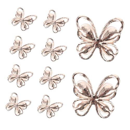 HONITANO 10 Stück Teiliges Schmetterling Manicure Charms mit Katzenaugen Optik Roségoldfarbene Nail Art Patches zum Einfachen Aufkleben und Individuellen Design für Natürliche und von HONITANO