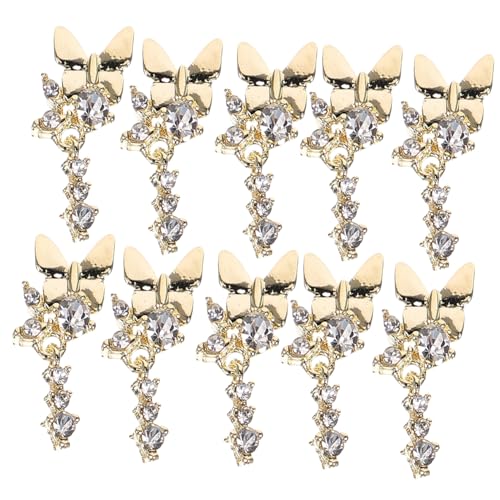 HONITANO 10 Teiliges Nagel Schmetterling für Damen DIY Nageldesign mit Funkelnden Strasssteinen Modische Nageldekoration für Schule Party und Alltag von HONITANO