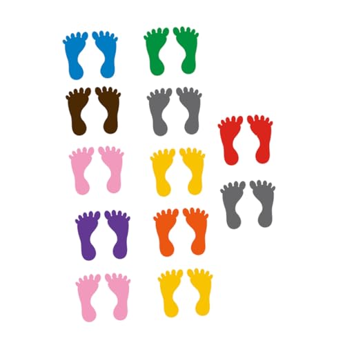 HONITANO 12 Paare Kindergarten Fußabdruck Aufkleber Selbstklebend rutschfest Bunte Fußform Sticker Für Badezimmer Spielzimmer Schwimmbad Bodenmarkierung Zufällige Farbe Zufällige Farbe von HONITANO