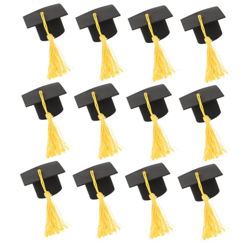 HONITANO 12 Stück Graduation Cap Toppers Lustige Dekoration für Kuchen und Getränke Abschlussfeiern Partys und Festlichkeiten mit Quasten von HONITANO