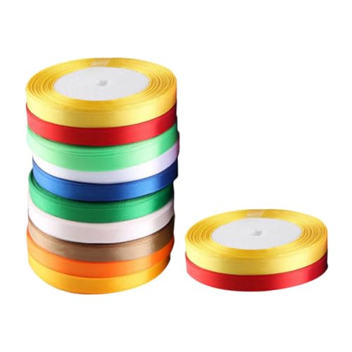 HONITANO 12 Stück Teiliges Breites Geschenkband aus Satinähnlichem Polyester Bunte DIY Schleifenbänder für Hochzeitsfeiern Geschenkverpackungen Partydekorationen und Zufällige Farbe von HONITANO