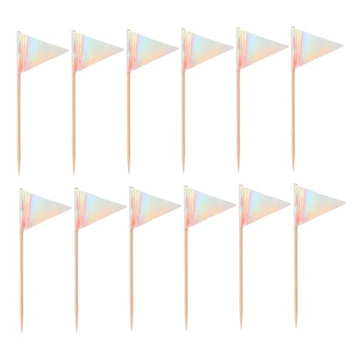 HONITANO 12 Stück Teiliges Cake Picks mit Dreieckigen Flaggen Stabile Tortendekoration für Geburtstage Hochzeiten Vielseitig Einsetzbar für Cupcakes Käseplatten Obst und Partyhäppchen von HONITANO