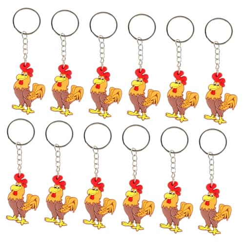 HONITANO 12 Stück Teiliges Hahnen Schlüsselanhänger Lebendige Tierfigur Anhänger Modische Rucksack Deko Vielseitige Glücksbringer für Party Geschenke und Alltagsgebrauch von HONITANO