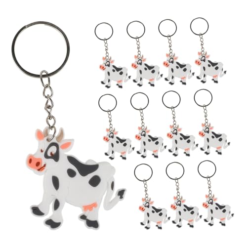 HONITANO 12 Stück Teiliges Kuh Schlüsselanhänger Niedliches Cartoon Design Bunter Animal Keychain Anhänger für Rucksack Taschen Schlüsselbund Liebevoll Gefertigt als für von HONITANO