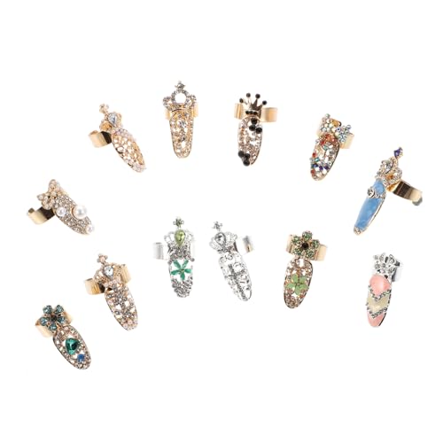 HONITANO 12 Stück Teiliges Nagelkunst Ring mit Strasssteinen Verstellbare Fingerring Dekoration für Maniküre Modischer Nagelschmuck für Damen und Teenager Vielseitig für Natürliche und HONITANO 12 Stück Teiliges Nagelkunst Ring mit Strasssteinen Verstellbare Fingerring Dekoration für Maniküre Modischer Nagelschmuck für Damen und Teenager Vielseitig für Natürliche und von HONITANO
