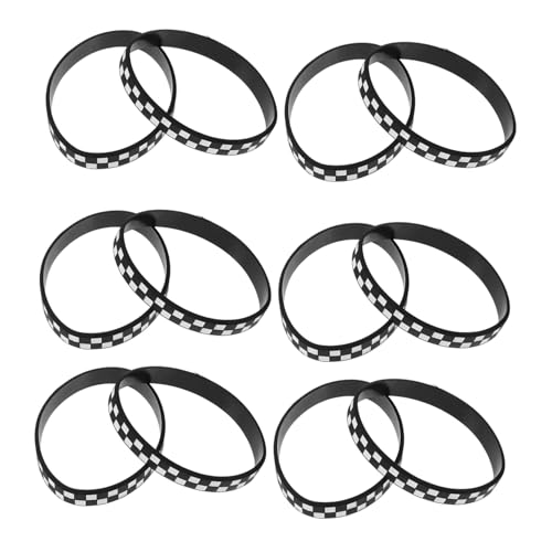 HONITANO 12 Stück Teiliges Silikon Armband Kariert Robust und Flexibel Sportliches Wristband für Motorsport Partys Festival Accessoire Unisex Einfach Tragbar und Vielseitig Kombinierbar von HONITANO
