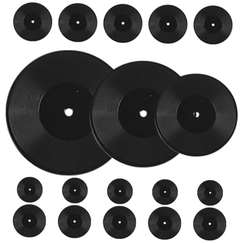 HONITANO 18 Stück Mini-vinylmodell Aufzeichnungen Vinyl- - Vinyls Puppe Mini- Miniatur Ding Aufzeichnen Figur Bausätze Musikzimmerdekoration Black Plastik von HONITANO