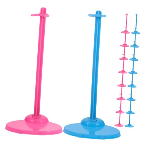 HONITANO 18 Stück Teiliges Puppenständer aus Robustem Kunststoff Stabiler Doll Display Stand für Puppen Farblich Gemischt Blau Einfacher Puppenhalter für Tisch und Puppenhaus Zubehör von HONITANO