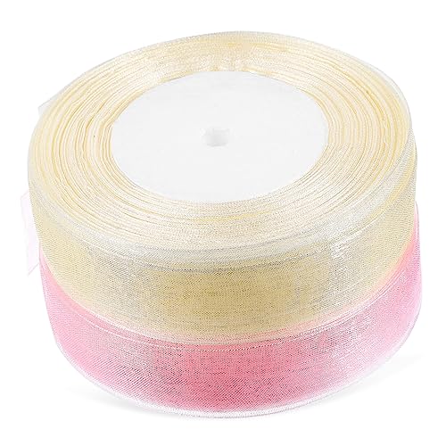 HONITANO 2 Rollen Transparente Organza Schleifenbänder Geschenkband in Cremeweiß und Rosé Vielseitig für Hochzeitsdeko Partygestaltung Blumenverpackung und Bastelprojekte HONITANO 2 Rollen Transparente Organza Schleifenbänder Geschenkband in Cremeweiß und Rosé Vielseitig für Hochzeitsdeko Partygestaltung Blumenverpackung und Bastelprojekte von HONITANO
